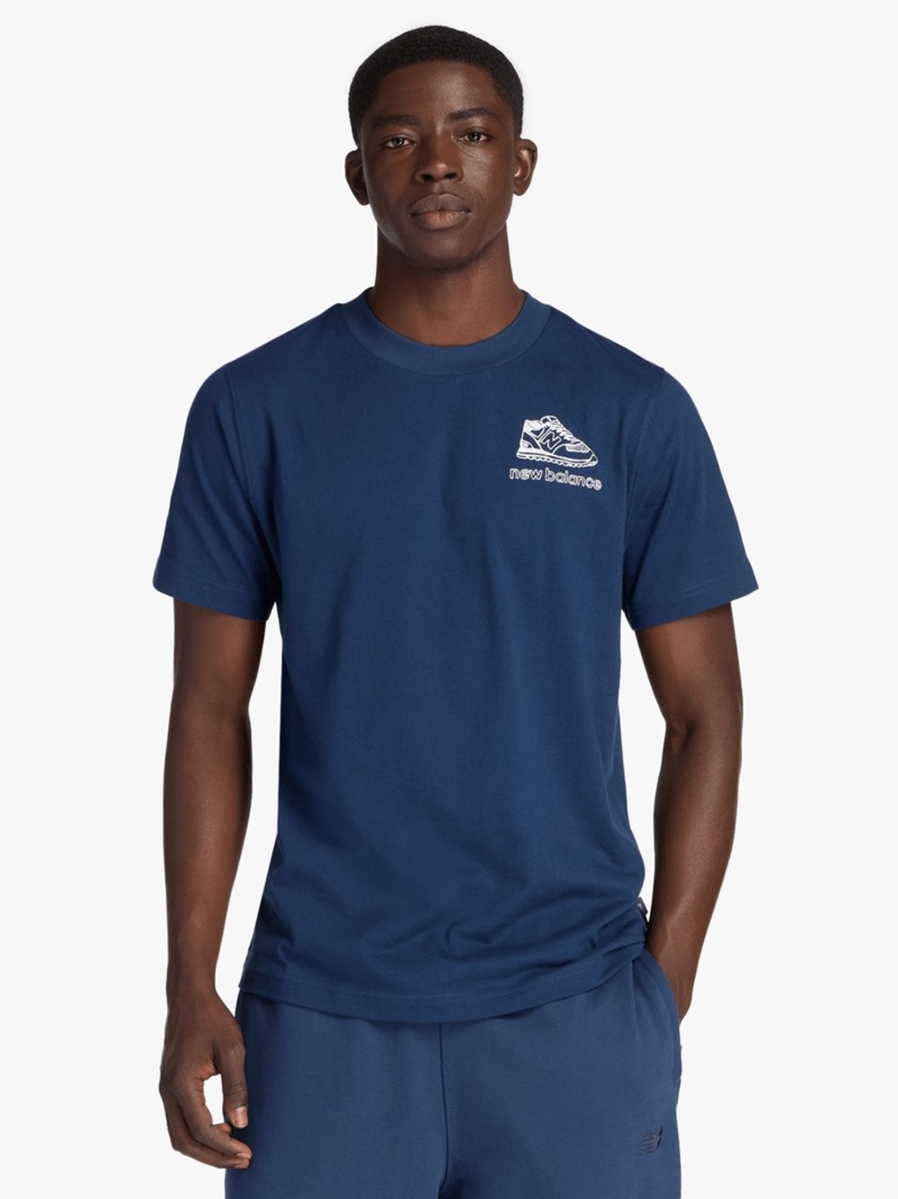 New Balance Men's Navy & White Sports Sketch Graphic Short Sleeve Logo Tee